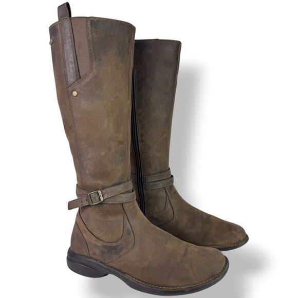 Merrell Captiva Riding Boots Waterproof Brown Leather Tall Side Zip Womens 8.5 - Picture 2 of 12